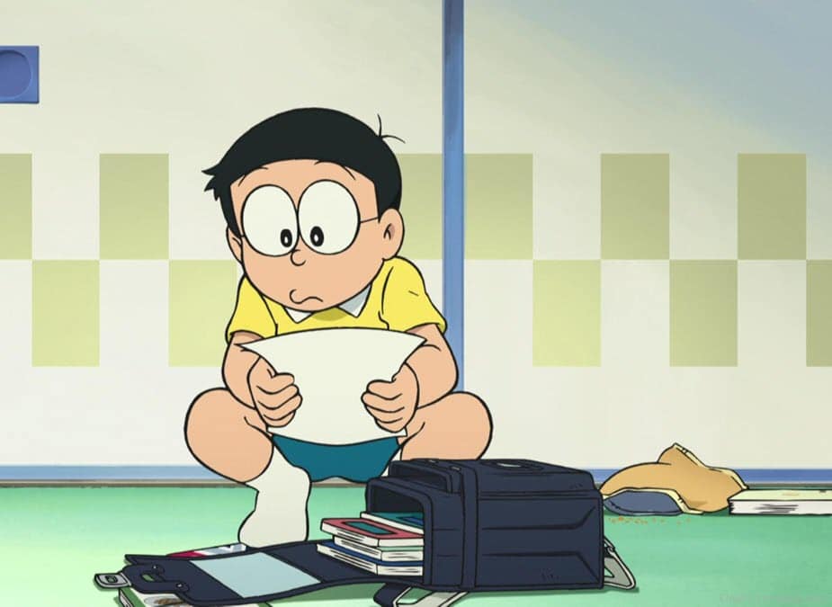 Hình Nobita Buồn Đẹp thất vọng khi xem điểm