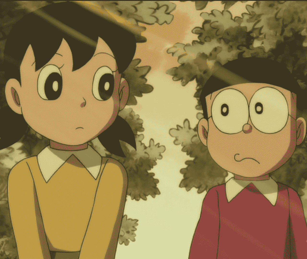 Hình Nobita Và Shizuka buồn cảm xúc