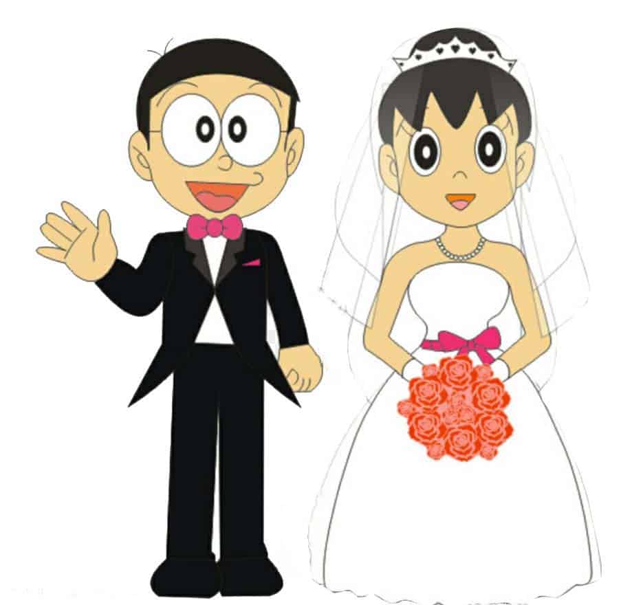 Hình Nobita Và Shizuka đám cưới dễ thương