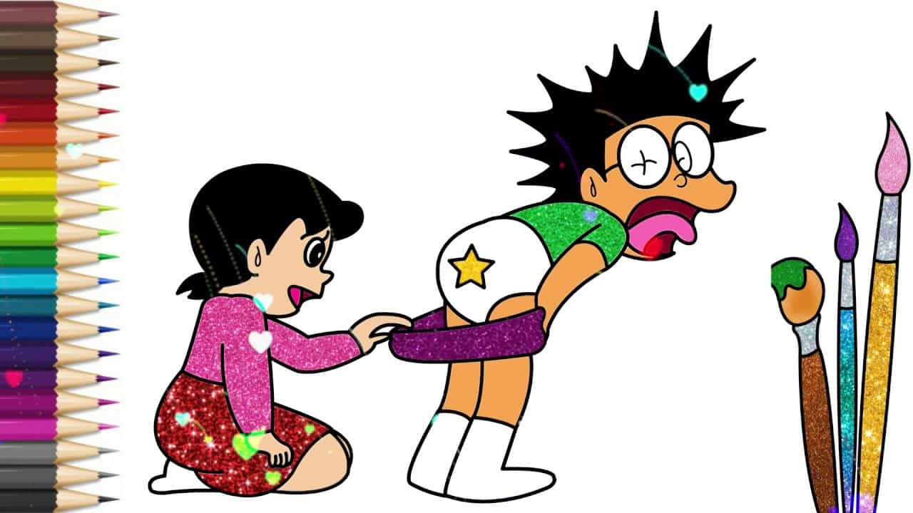 Hình Nobita bị Shizuka dở quần