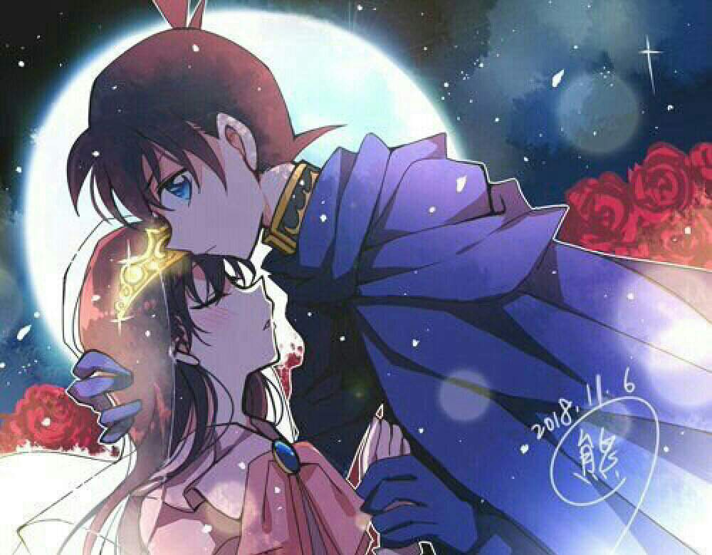 Hình Shinichi hôn Ran thật lãng mạn