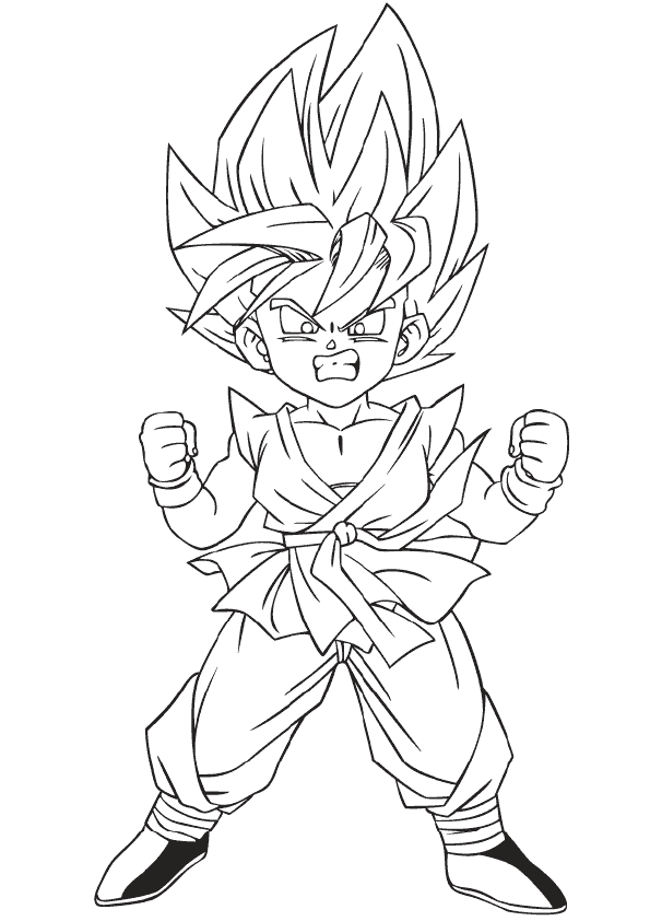 Hình Vẽ Goku Không Màu chibi cực ngầu