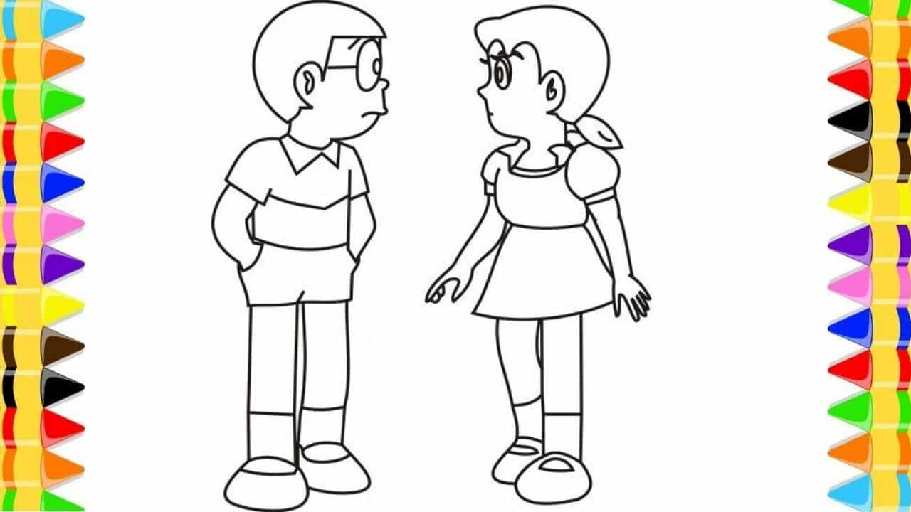 Hình Vẽ Nobita Và Shizuka đáng yêu dễ thương nhất
