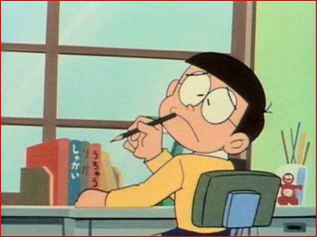 Hình mặt Nobita buồn suy tư