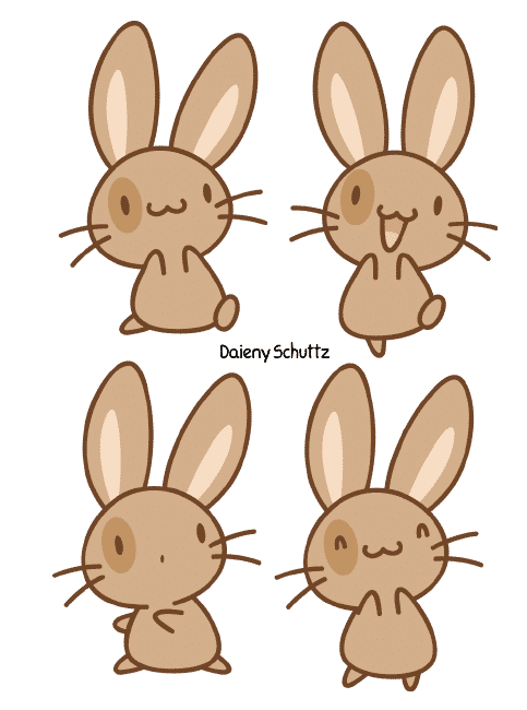 Hình tranh thỏ chibi dễ thương đáng yêu