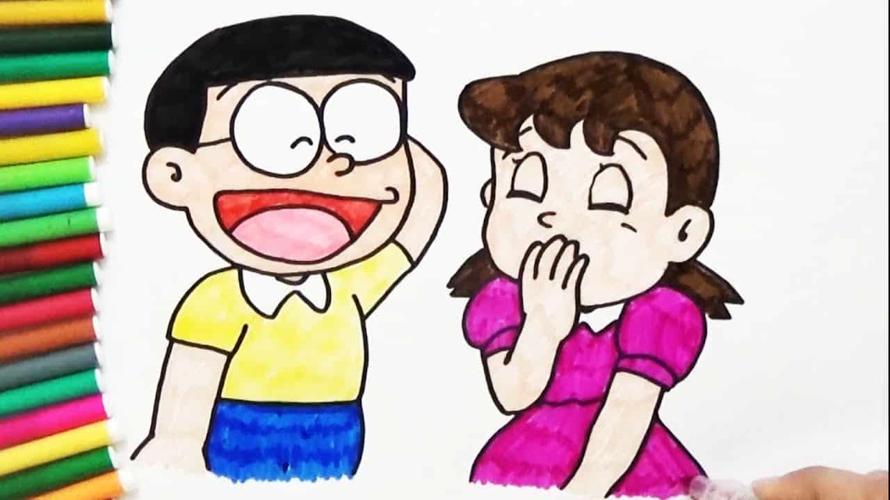Tranh Nobita Và Shizuka siêu đáng yêu