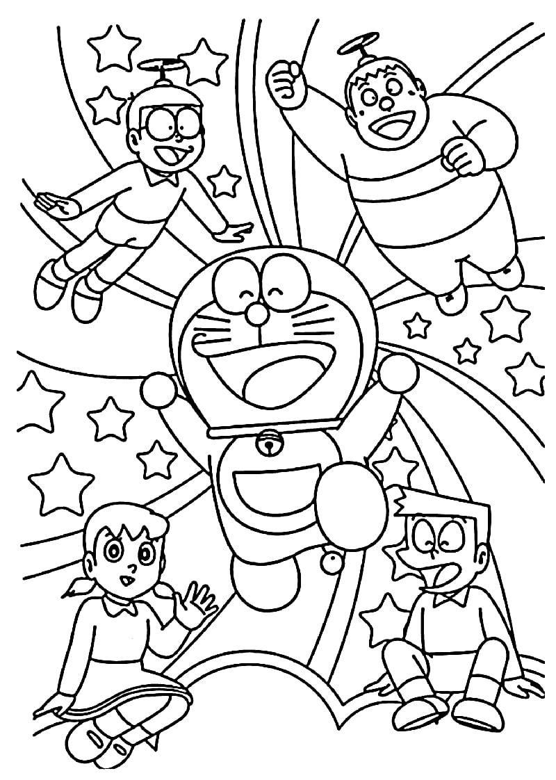 Tranh Tô Màu Doraemon và những người bạn dễ thương