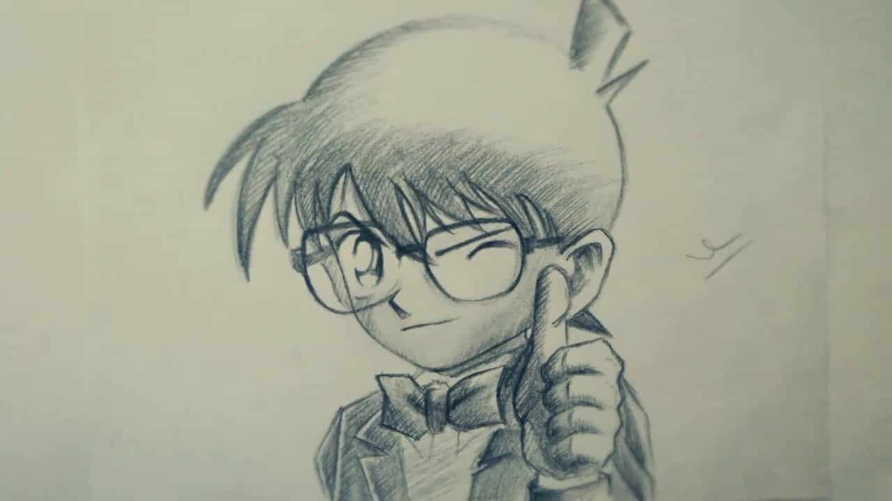 Conan-Charakter mit einem einfachen Bleistift zeichnen