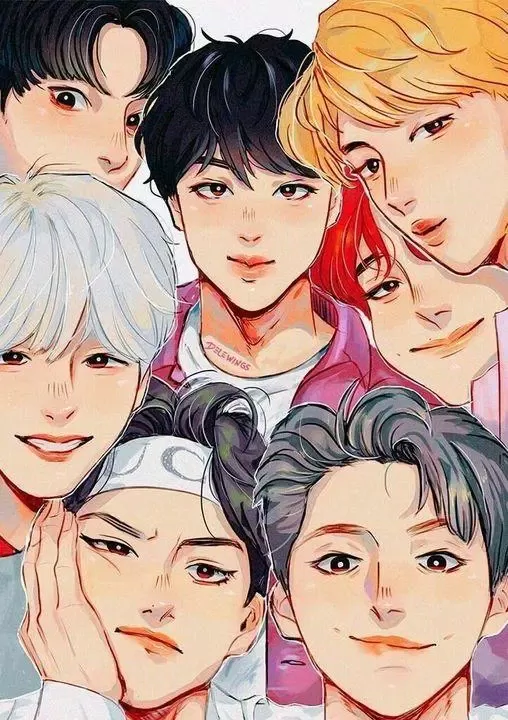 BTS members as anime characters: Jin as Gojo, RM as Loid, and more