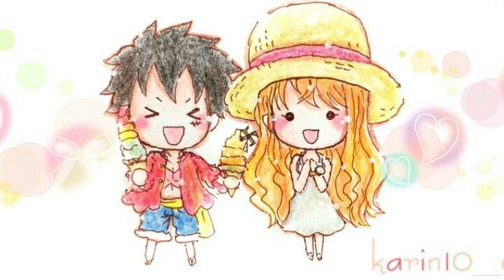 Hình Luffy Và Nami Cute đáng yêu