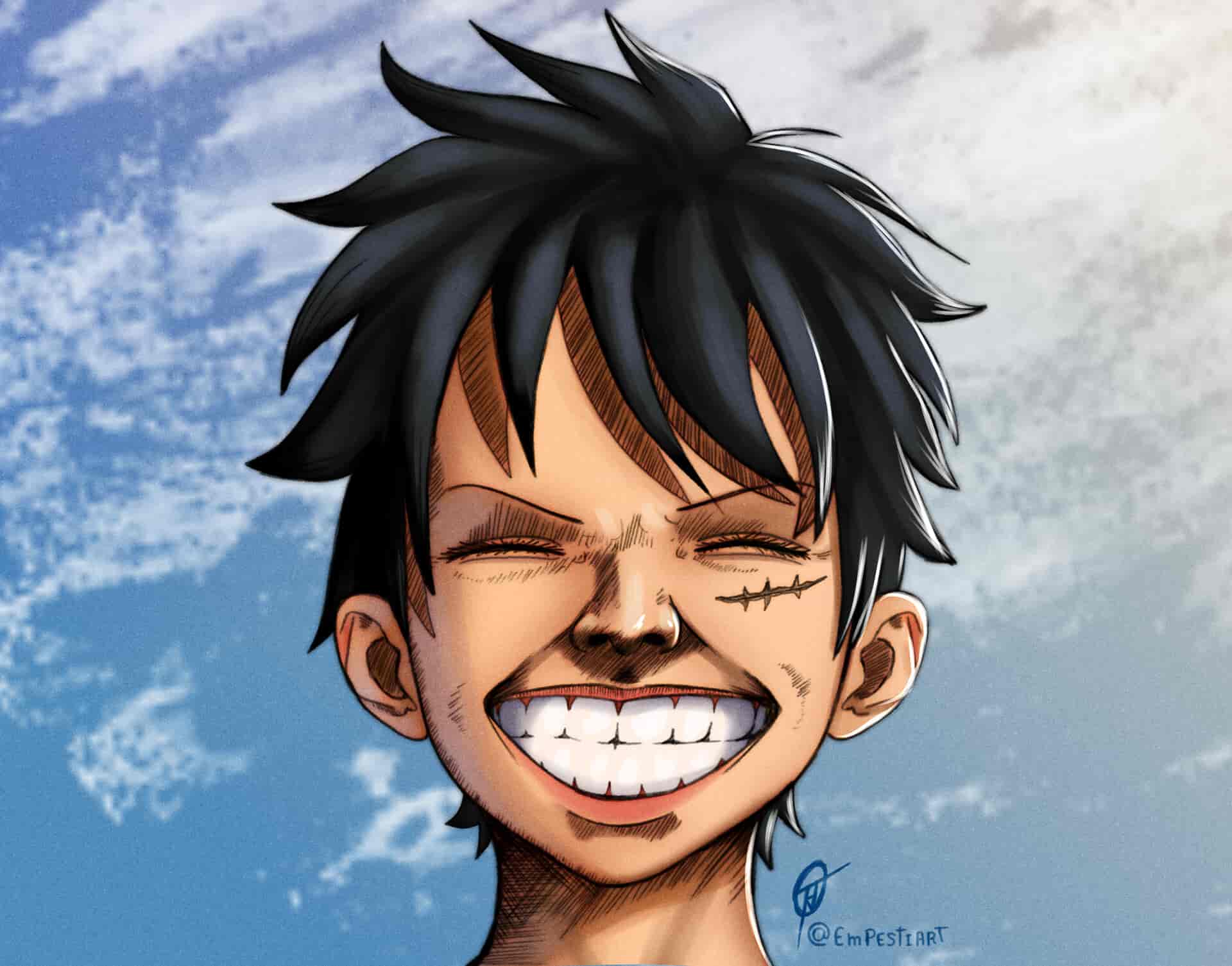 Luffy cười: Luffy luôn làm cho chúng ta cười và cảm thấy hạnh phúc. Hãy xem hình ảnh Luffy đang cười thật tươi để cảm nhận được niềm vui của anh ta. Những nụ cười này làm nên những khoảnh khắc đáng nhớ trong One Piece.