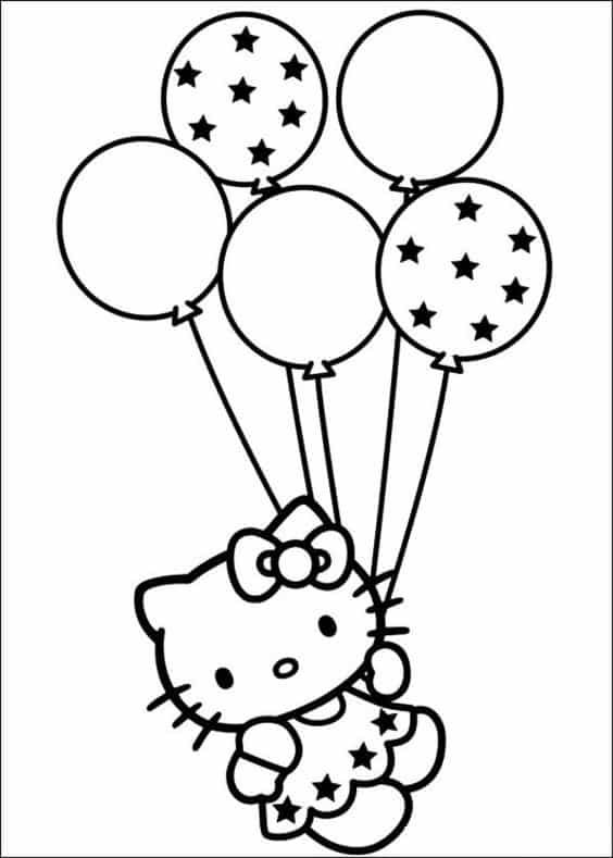 Hình ảnh mèo Hello Kitty cho bé tập tô