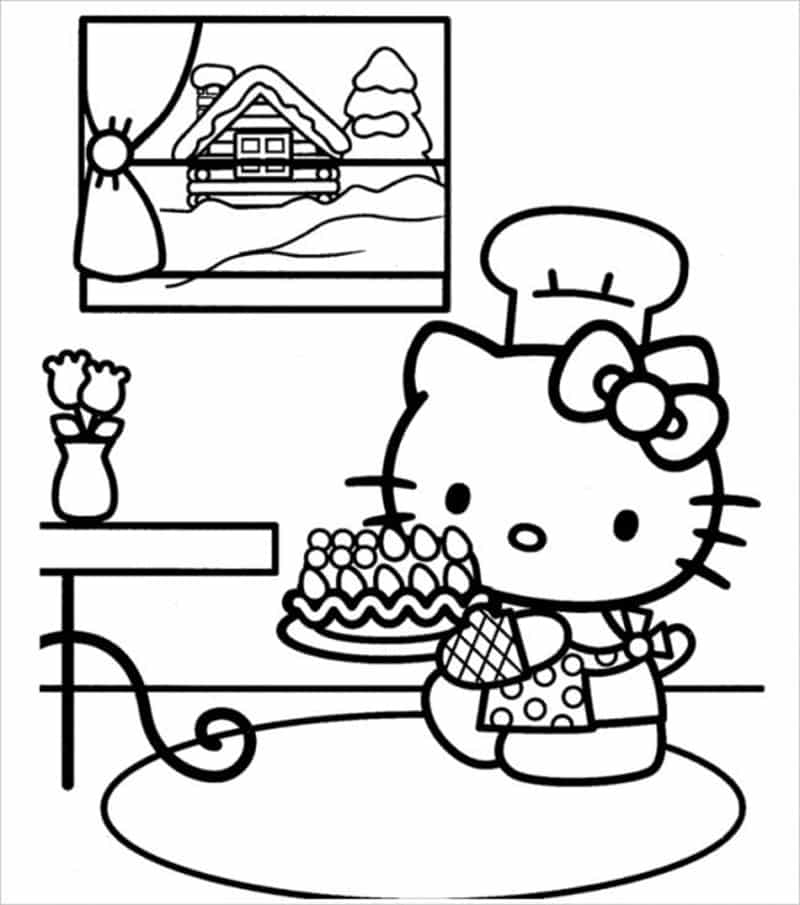 Hình ảnh mèo Hello Kitty tô màu cho bé