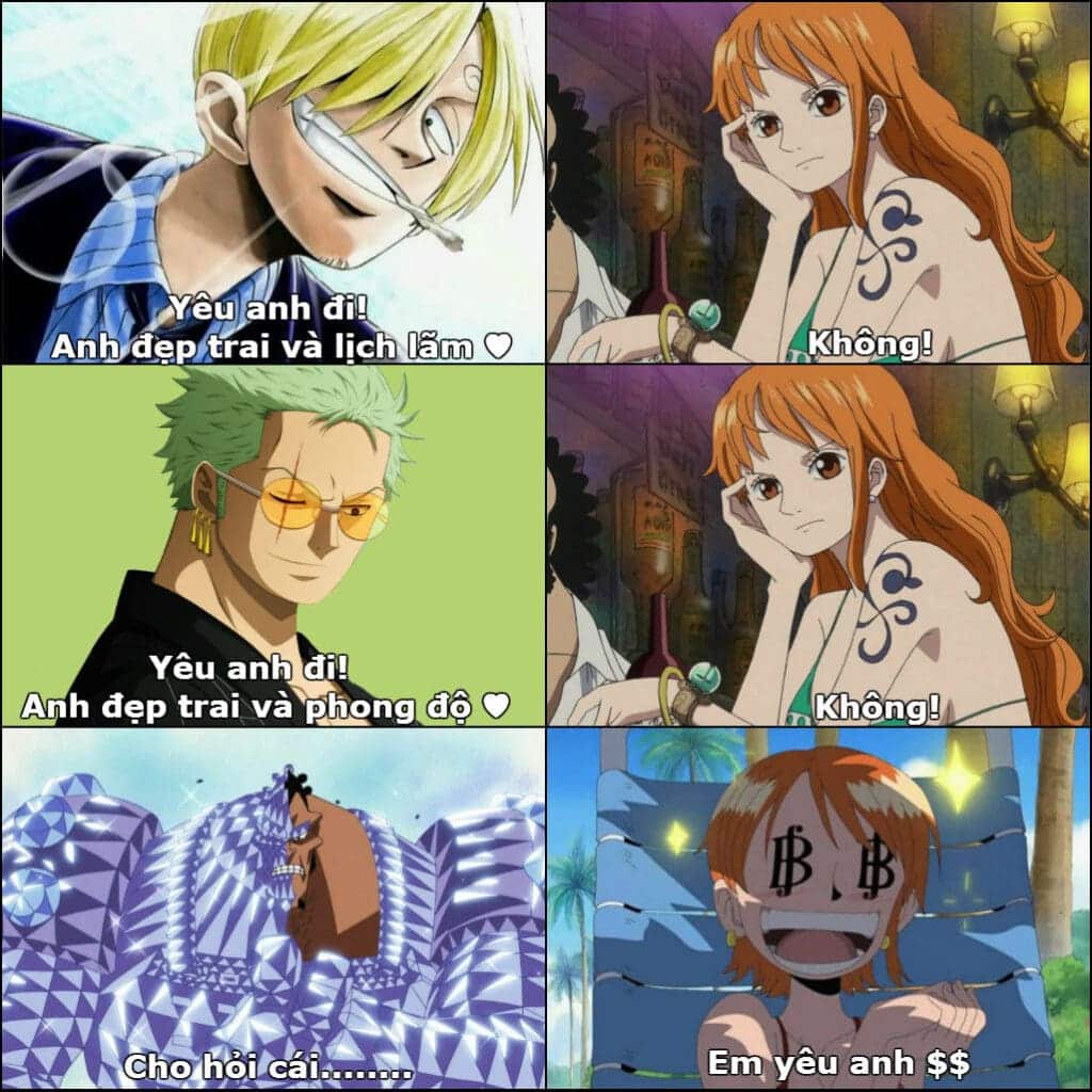 Hình chế Anime One Piece Luffy hài hước cực lầy