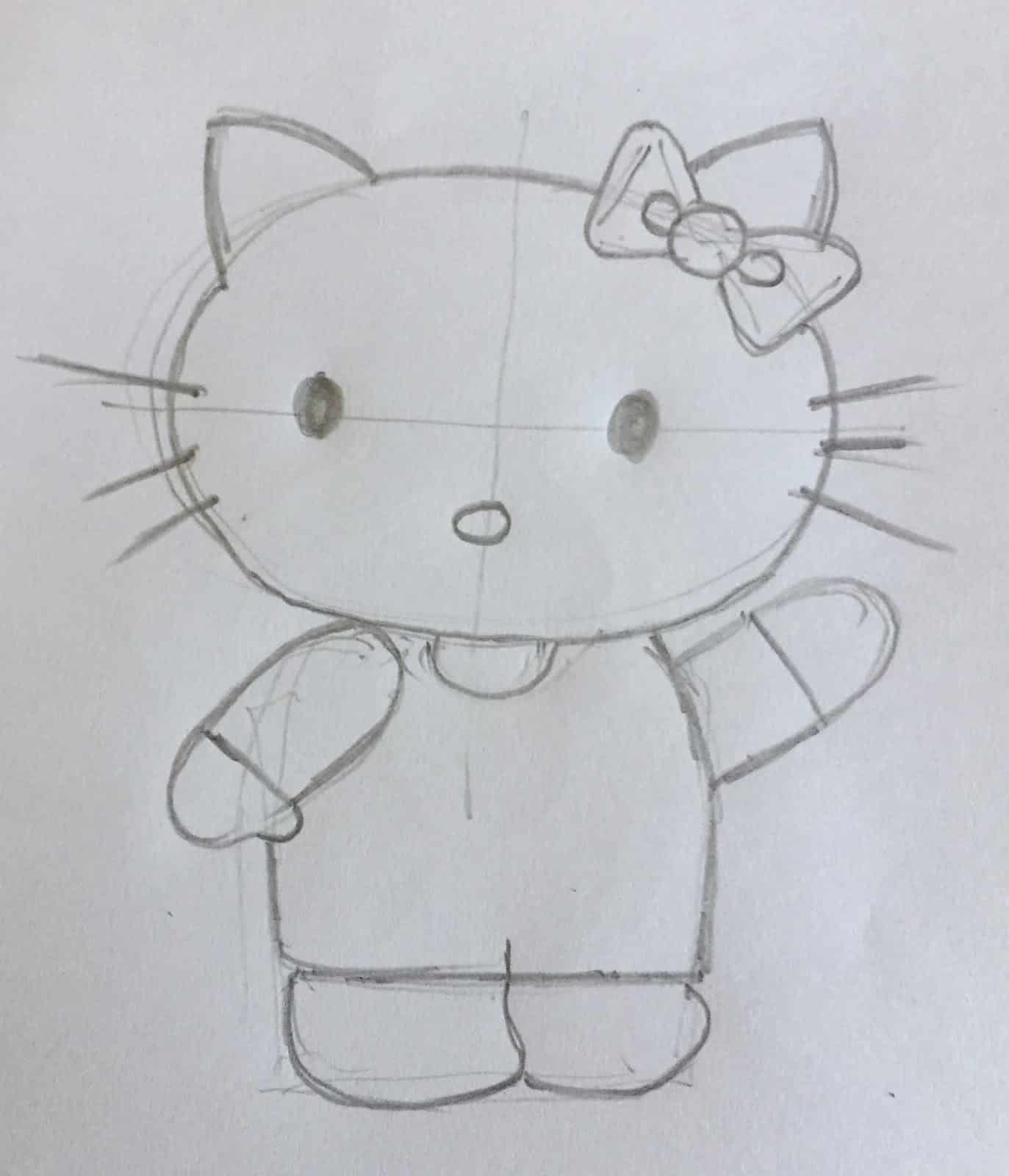 Hình tranh Hello Kitty bằng bút chì cute đáng yêu