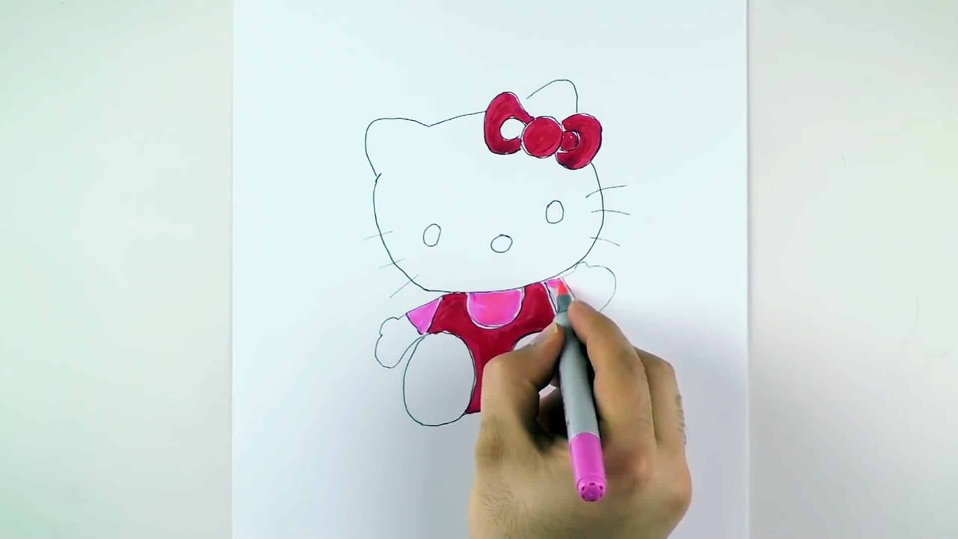 Hình tranh Hello Kitty bằng bút chì đơn giản