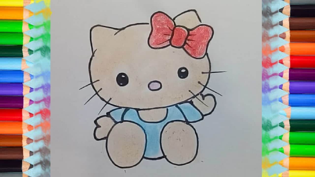 Hình tranh Hello Kitty dễ thương cute