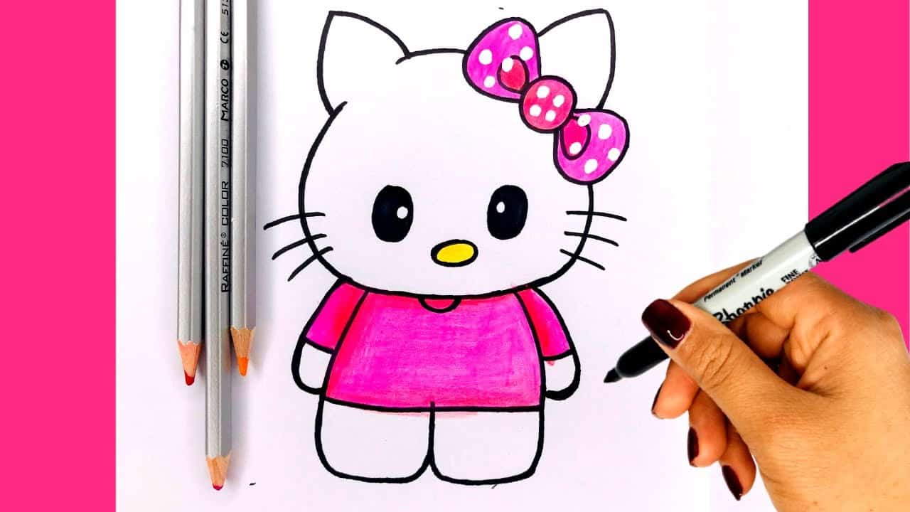 Hình tranh Hello Kitty đơn giản mà đẹp