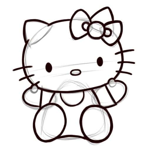 Hình tranh Hello Kitty phác thảo
