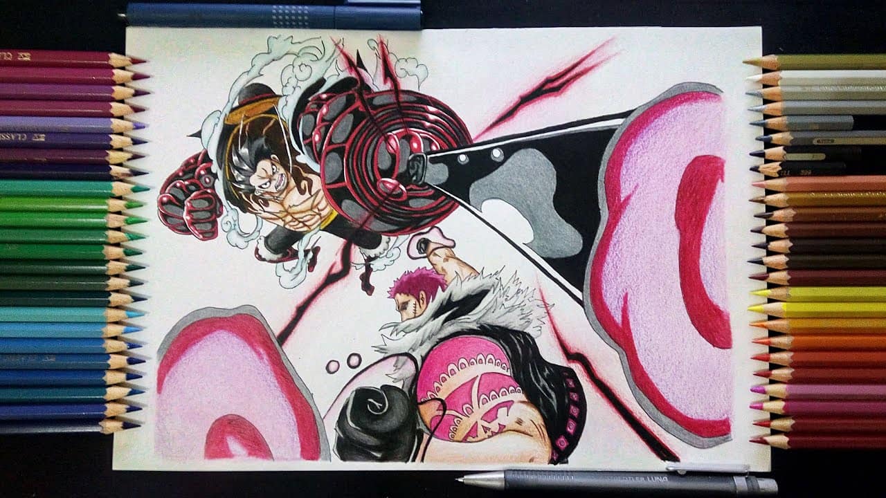 Hình vẽ Luffy Vs Katakuri chiến đấu