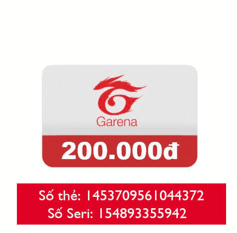 Hình ảnh thẻ game mệnh giá 200k trong Garena