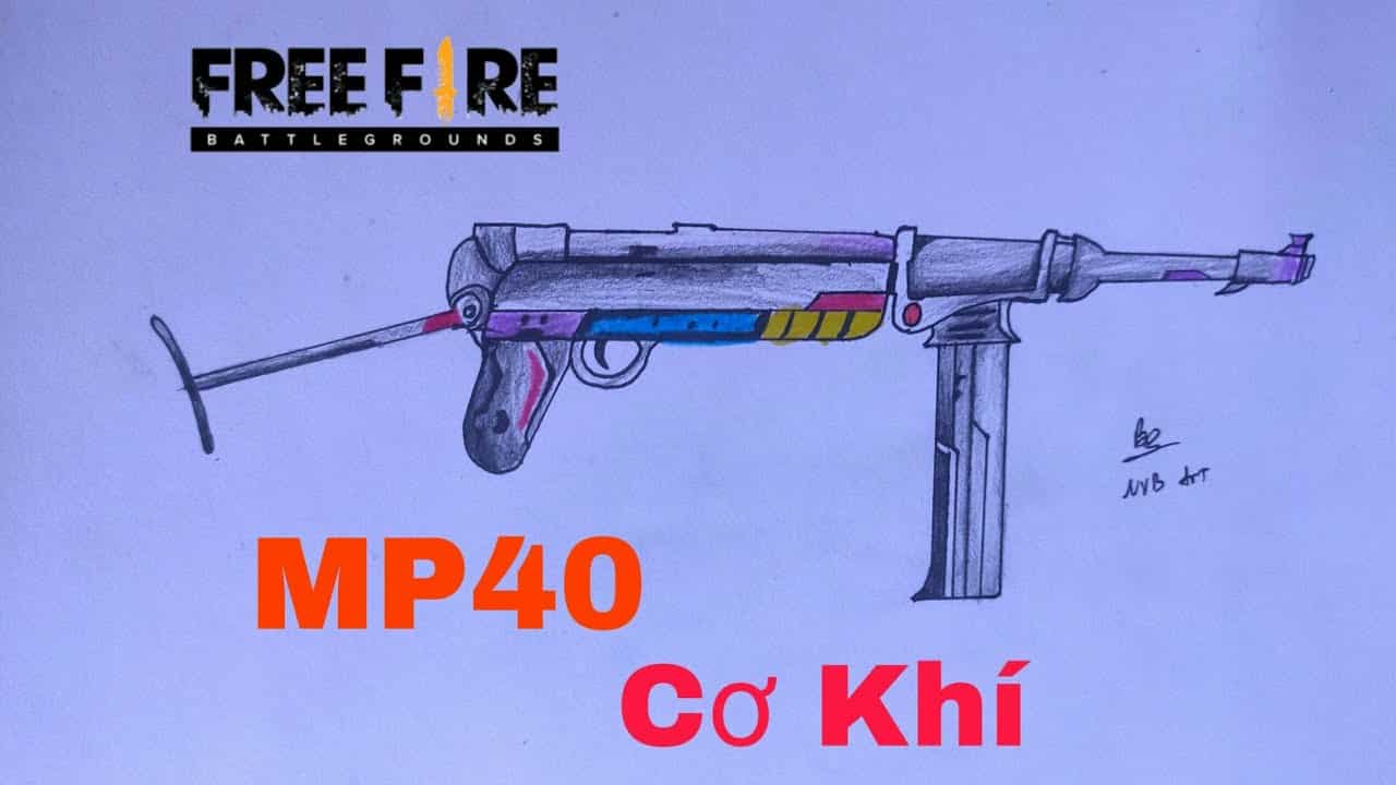 Hình vẽ súng mp40 cơ khí ấn tượng
