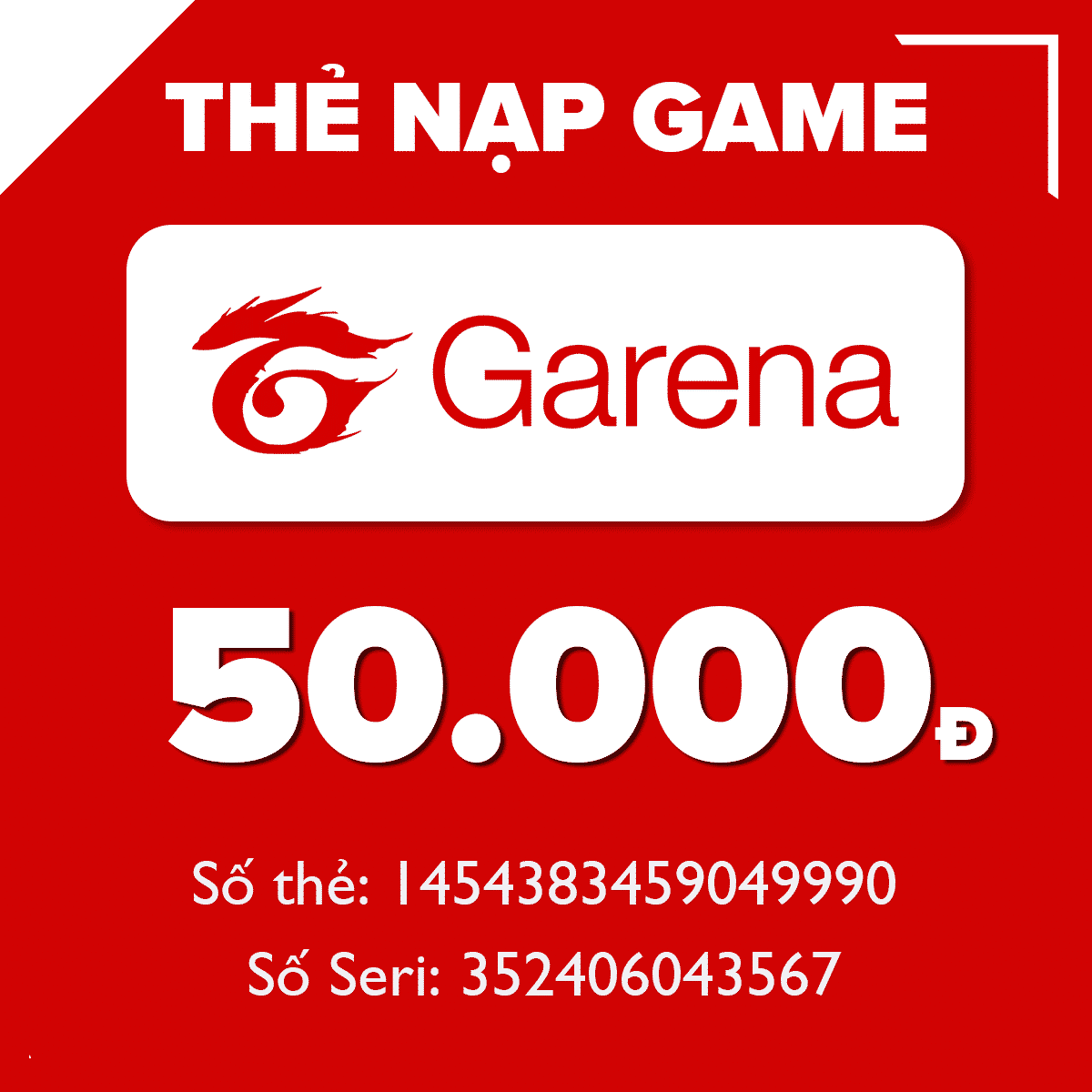 Mã số thẻ cào 50k cho game thủ Garena