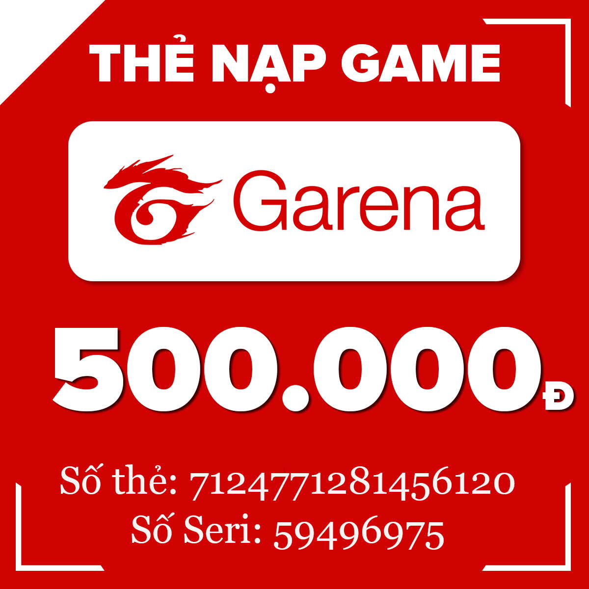 Mời bạn tham khảo hình ảnh thẻ Garena mệnh giá 500k
