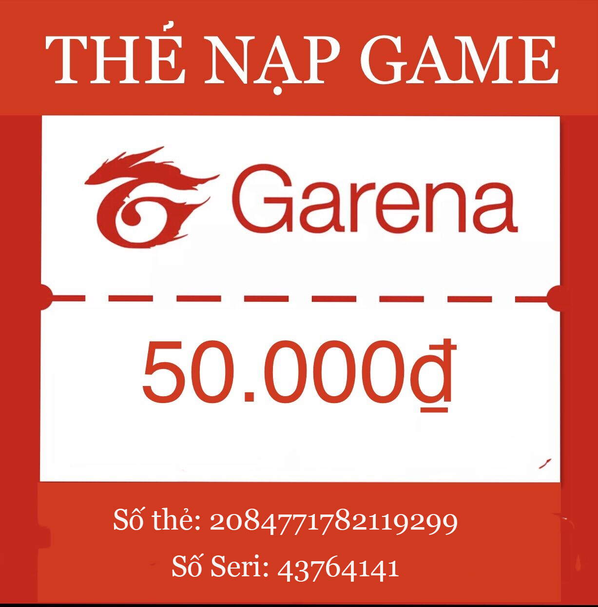 Tham khảo mã nạp game Garena 50k