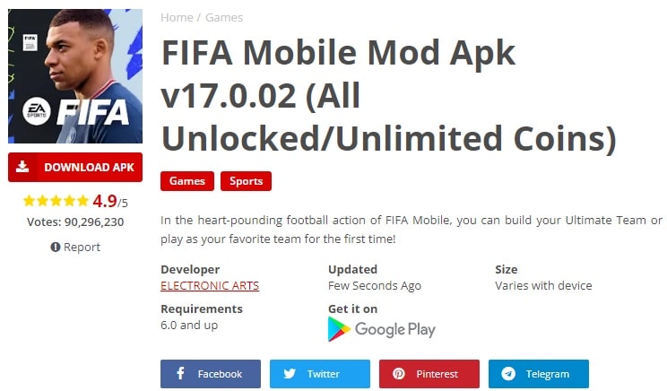 App Mod Kim Cương Fifa