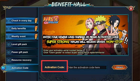 Cách nhập code Naruto Online - bước 4