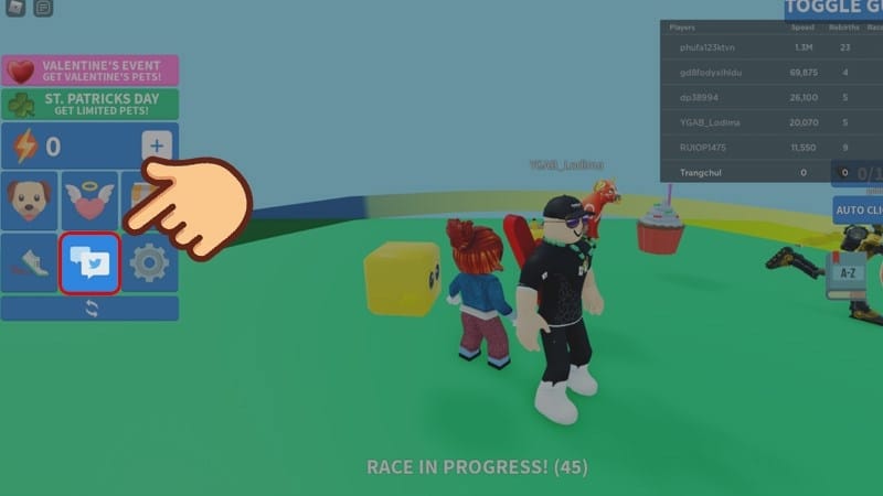 Cách nhập code Speed Run Simulator - bước 2
