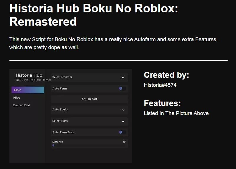 Script Historia Hub Boku No Roblox Remastered
