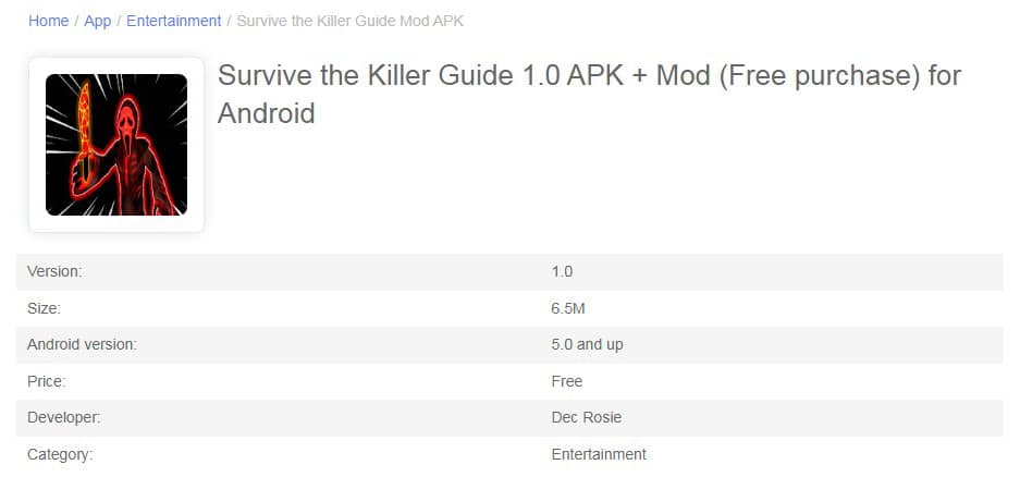 Survive the Killer Guide 1.0 APK - Mod