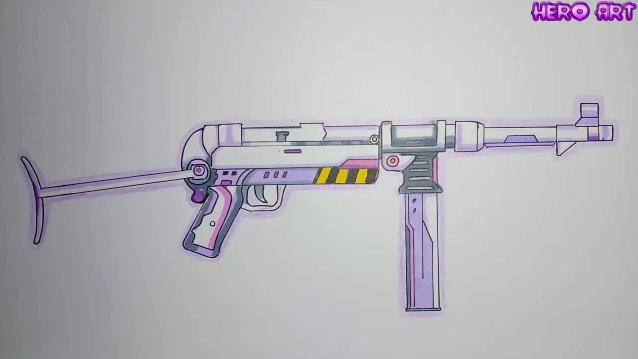 Tranh vẽ súng Mp40 của game FF