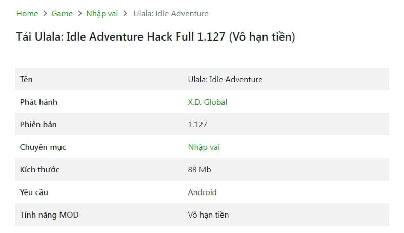 Ulala Idle Adventure Hack Full 1.127 (Vô hạn tiền)