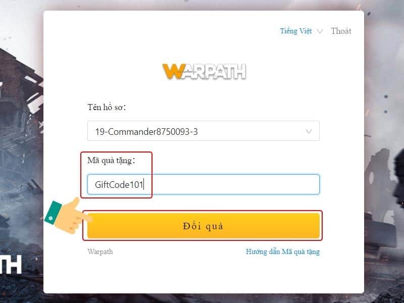 Cách nhập giftcode Warpath - bước 9