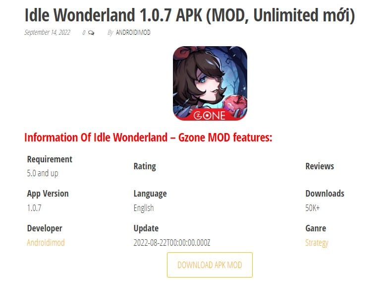 Idle Wonderland 1.0.7 APK (MOD, Unlimited mới)