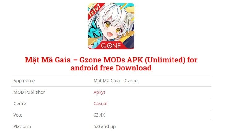 Mật Mã Gaia – Gzone MODs APK (Unlimited)