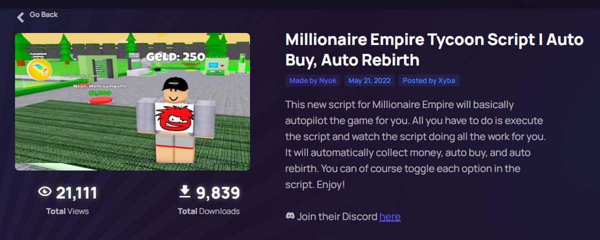 Millionaire Empire Tycoon Script - Auto Buy, Auto Rebirth