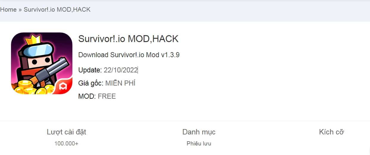 Mod v1.3.9 - Hack Survivor IO Vô Hạn Ngọc