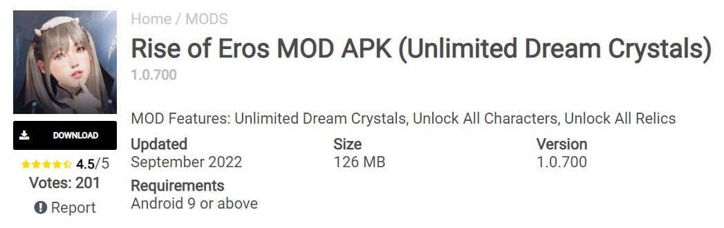 Rise of Eros MOD APK (Unlimited Dream Crystals) 1.0.700