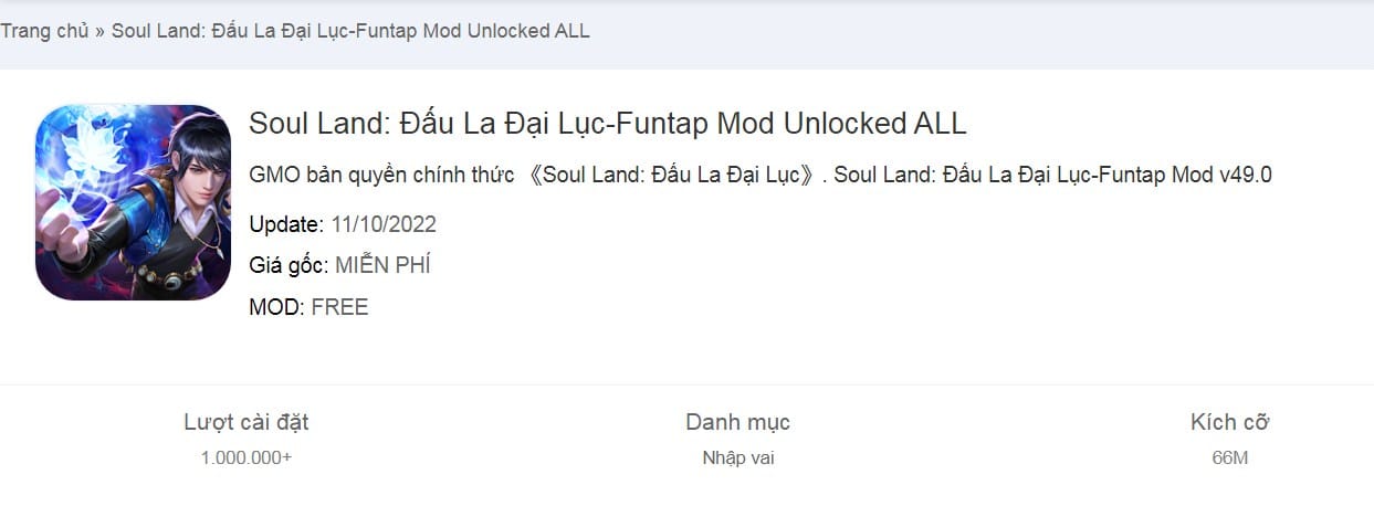 Soul Land - Đấu La Đại Lục Funtap Mod Unlocked ALL