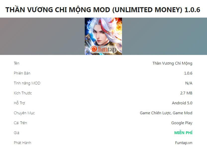 Thần Vương Chi Mộng Mod (Unlimited Money) 1.0.6