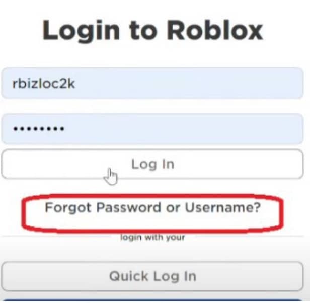 Nhấn Forgot password or username
