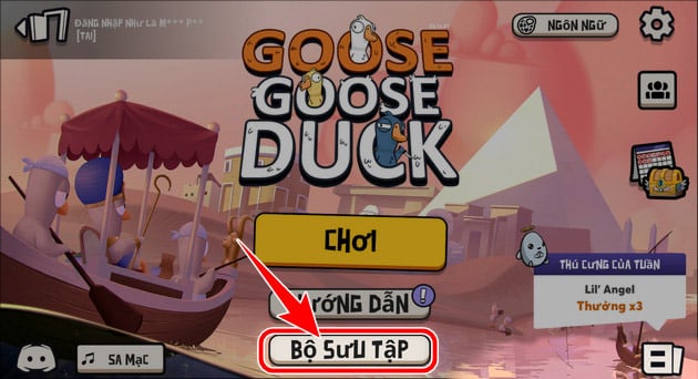 Cách nhập giftcode Goose Goose Duck - bước 1