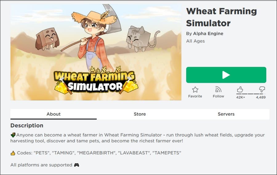 Cách nhập giftcode Wheat Farming Simulator Roblox - bước 1