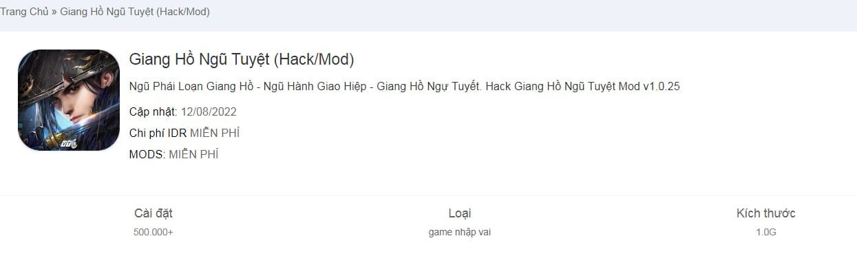 Hack Giang Hồ Ngũ Tuyệt Mod v1.0.25