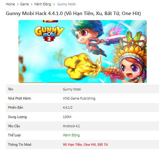 Gunny Mobi Hack 4.4.1.0 (Vô Hạn Tiền, Xu, Bất Tử, One Hit)