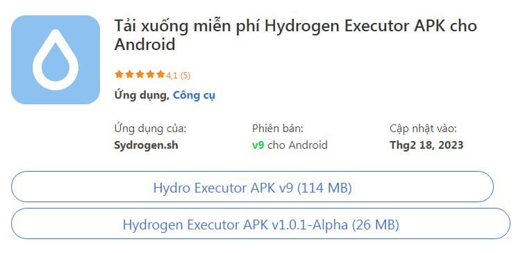 Hydrogen Executor APK - Hack Blox Fruit Roblox Giọt Nước